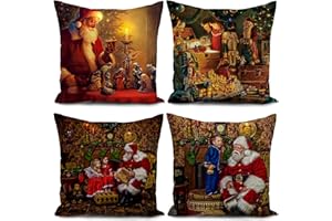 HUASHUZI Fundas Cojines Navidad Juego de 4 Funda de Almohadas Decoracion Navidad hogar decoración navideña Funda de cojín Navidad Christmas Decorations Xmas Cushion Covers Pillow 40 x 40 cm