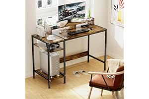 DOSDIOS Gaming Computer Desk, 120x50cm Home Office Desk with Storage Shelf, Writing Table with Monitor Stand