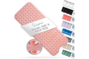 ‎TONIAMO Toniamo Badewannenmatte 100x40cm | Antirutschmatte extra lang in Premium-Qualität | Badewanneneinlage antibakteriell & maschinenfest | Badematte rutschfest | Rutschmatte Badewanne (rosa)