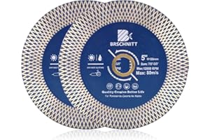 BRSCHNITT Diamentowa porcelanowa tarcza szlifierska do płytek - 2 szt. 12,5 cm super cienka diamentowa tarcza szlifierska z X zębami trzpień 17,8 cm - 5/8 cala do płytek ceramicznych, granitu, marmuru szlifierki kątowej, ostrze piły tarczowej