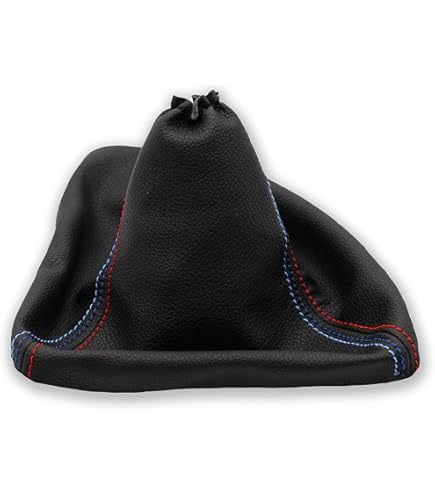 Housse Levier Vitesse BMW Série 3 E90 E91 E92 E93 - Cuir Synthétique, Couture Tricolore M Power - 2
