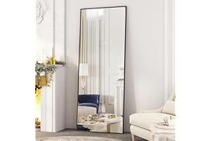 ‎BOROMAL Boromal Ganzkörperspiegel Schwarz Metallrahmen 140x40cm Ganzkörperspiegel Standspiegel Spiegel Groß Bodenspiegel Ganzkörper für Schlafzimmer Wohnzimmer