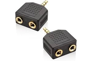 Mobi Lock 2 Pezzi Splitter Audio a Y da 3,5 mm - 1 Maschio a 2 Femmine per Lettori Multimediali e Dispositivi Audio - Consente a Due Persone di Ascoltare la Stessa Fonte
