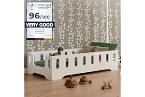 smartwood Letto bambini 80 x 160 TILA 2B - letto montessori bambini con ringhiera - Varie opzioni di ingresso - lettino bambino singolo 160x80 - Bianco
