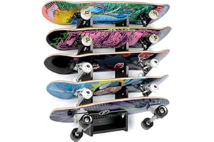 ikkle Skateboard Wall Mount Display Rack, Skateboard Shelf with Five-Layer, Skateboard Storage Hanger for Home or Garage（Black）