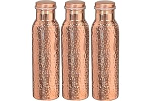 OSNICA Traveller's 100% Reinkupfer Wasserflasche für ayurvedische Gesundheitsvorteile | Fugenfreie, auslaufsichere Trinkflasche SET 3 STÜCK 900 ML