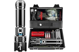 Shadowhawk Rechargeable Torch, 500000 Lumen Torches LED Super Bright, 5000mAh Long Lasting, Adjustable Focus, IP67 Waterproof, 5 Modes, Powerful Handheld Flashlight for Power Cuts, Camping, Emergency