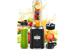 ToTopPioneer Mixer,Mini Smoothie Maker,500W Tragbarer Standmixer,Hochleistungsmixer mit 2 * 600ml Flaschen BPA Frei Tritan,Blender mit Abnehmbare 4 Edelstahlklingen,Geeignet für Smoothies und Shakes