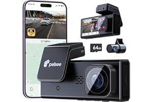 Pelsee P2 Trio 3 Channel 4K WiFi Dash Cam, 4K+1080P+1080P Front Inside Rear Triple Car Camera, Free 64GB Card, 4K+1080P Dual DashCam, IR Night Vision, 5G Wi-Fi, Voice Control, GPS, 24H Parking Mode