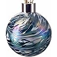 Amelia Art Glass Reed Diffuser Sphere- Turquoise & White, Height 11.5cm, width 10cm with reeds 25cm