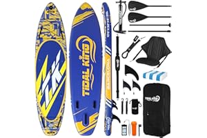 Tidal King 10'6 x 33/32 x 6 ISUP Inflatable Stand Up Paddle Board - Extra Wide for Added Stability, Adjustable Kayak Paddle & Seat, Bag, Phone Case & 2 Years Warranty