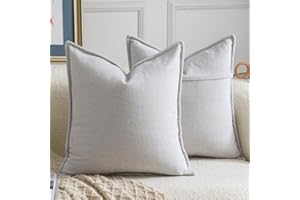 Madizz 2 Pezzi Copri Cuscini in Chenille con Bordo Decorativo Neutri Morbido Copricuscini Fodere per Cuscino Lusso Stile Arredi per Divano e Letto Grigio chiaro 45x45 cm