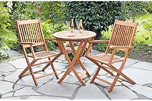 gartenmoebel-einkauf 3-teiliges Bistroset Balkonset Rio, Eukalyptus