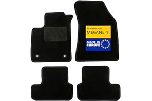 DBS – Tapis de Voiture - sur Mesure pour Renault Megane 4 dès 01/2016 – Antidérapants avec Clips de Fixation – 4 Tapis Auto Avant/arrière – Moquette Noire