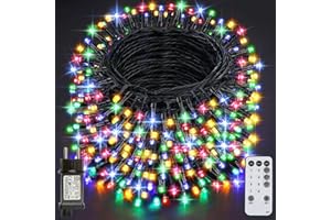 Realky Luces de Navidad, 59.8M 500 LED Luces de Arbol de Navidad, 8 Modos con Función de Memoria y Control Remoto Luz Cadena Ligera para Jardín, Balcón, Interior, Boda, Fiesta - Multicolor
