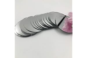 RUINUO Runde Spiegelfliesen, 5,1 cm, silberfarben, Bastelspiegel, Großpackung, 30 Stück, für Kunstwerke, Heim-Mosaik-Dekoration (Silber, Durchmesser 5,1 cm)