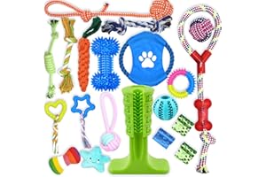 Leipple 20 Pack Luxury Dog Chew Toys for Puppy, Cute Small Dog Toys with Ropes Chew Toys, Interactive Dog Toys and Squeaky Puppy Toys for Small Dogs(A-Style)