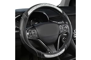 Black Panther Funda de Volante Personalizada para Volkswagen, Toyota, Mercedes, Peugeot, BMW, Renault, Audi, Ford, Skoda, Hyundai, Kia, Ajuste Universal 37-38cm (14.5-15")-Gris