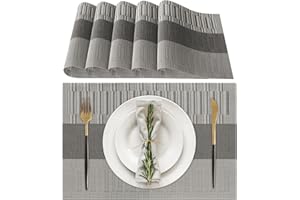 Lumaca Manteles Individuales Lavables, Juego de 6 Salvamanteles Individuales (70% PVC y 30% Poliéster), Fácil Limpieza, Resistentes al Calor, Antideslizantes, para Mesa de Cocina y Restaurantes,Gris