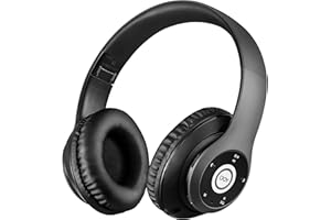 IJOY Wireless Bluetooth Headphones with Mic, Rechargeable & Foldable Hi-Fi Stereo Over Ear Headset with Built-in Smart 5-Button Control, Micro SD Card slot and FM radio, Black