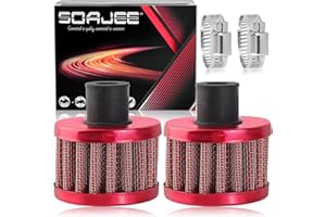 SOAJEE 2Pcs 12mm 0.47 Inch Universal Red Air Filter for 196cc 212cc GX160 GX200 168F 5.5HP 6.5HP Engine CT200U CT200U-EX Mini Bike Go kart MB200 BAJA Warrior