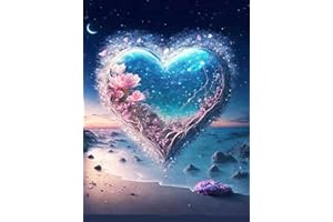 YWKJDDM 5D DIY Diamond Art Painting Kits for Adults, Diamond Painting Cross Stitch Crystal Painting by Numbers Diamond Pictures for Gifts Home Wall Decor 30 × 40cm Flower in Heart