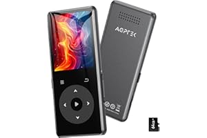 AGPTEK 64 GB MP3-Player mit Bluetooth, Robustes Metall-Gehäuse Musik-Player mit Touch-Tasten, 1,8 Zoll HiFi-Sound Player mit Lautsprecher und FM-Radio für Sport, unterstützt bis zu 128 GB
