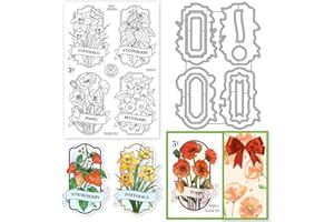 INFUNLY Frühling Blume Clear Stempel und Matrizen Set Erdbeere Früchte Floral Transparente Silikon Stempel Label Cutting Stanze für Karte machen DIY Handwerk Scrapbooking Weihnachten Gruß Karte Dekor