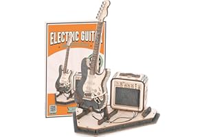 RoWood Puzzle 3D in legno chitarra elettrica kit modello in legno per adulti da costruire, kit di costruzione di strumenti musicali, kit fai da te, regalo di compleanno