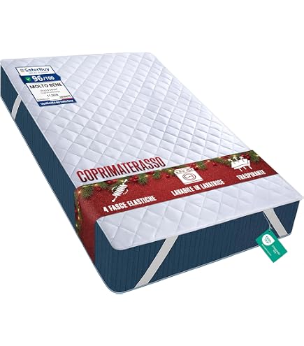 Coprimaterasso Trapuntato Imbottito - 160x190 Cm, Bianco, Con Elastici Angoli Antiscivolo, Lavabile