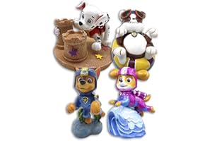Penn-Plax Paw Patrol - Paquete de Adornos para Acuario, Incluye Chase, Marshall, Rubble y Skye, 4 Piezas, Mini