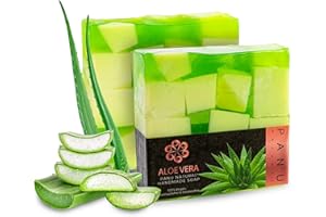 ‎PANU NATURAL Panu Seifen Aloe Vera - Vegane Duschseife für alle Hauttypen - Naturseife als festes Duschgel und festes Shampoo - Premium Soap Bar - Natürlicher Duschbrocken als festes Duschgel