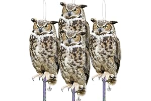 Kungfu Mall Dissuasori Per Piccioni, Dissuasore per Piccioni, Dissuasori Per Uccelli, Gufo Scaccia, 4 Pezzi Spaventapasseri Cartone Plastificato