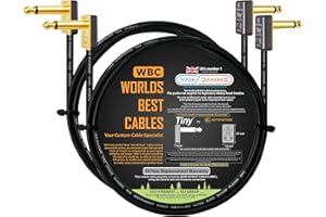 WORLDS BEST CABLES Van Damme Pro Grade Classic XKE Patchkabel für Gitarre, Bass, Instrumente, Effektpedal, vergoldet, 50 cm, 2 Stück