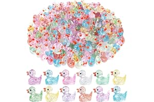 DIYDEC 100 Stück Mini Enten Harz, 12 Farben Mini Duck Figuren Miniatur Glitzer Enten kleine Bunte Enten für Dekoration von Miniatur-Landschaftsgärten, Bonsai, Fischbecken und Aquarien.