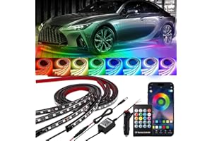 YUGUANG 4Pcs Underglow Kit for Car, APP & Remote Control Multicolor Car Underglow Light Kit Music Sync RGB Underbody Strips Light Waterproof for Car Trucks SUVs
