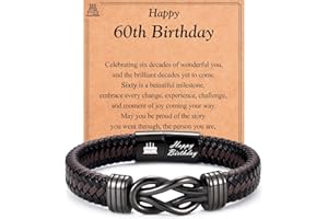 EYQV 13th-21st, 30th-70th Birthday Gifts for Boys Men, Engraved Leather Bracelet, Unique Birthday Gift for Dad Son Grandad Nephew Grandson Brother