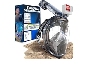 Die Preisgekrönte KAIMANA® Schnorchelmaske für Erwachsene & Kinder - absolut CO2 sicher - inkl. Tragetasche - Tauchermaske Erwachsene - Vollgesichtsmaske Tauchmaske