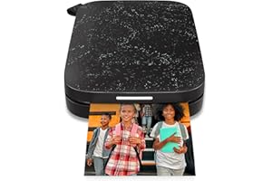 HP Sprocket Imprimante photo portable (Noir) Imprime instantanément des photos autocollantes ZINK 2x3 "à partir de votre appareil iOS et Android