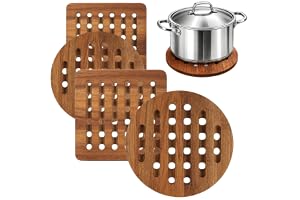 com-four® 4x grytunderlägg i akaciaträ, värmeskydd för kastruller