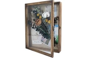 GraduationMall 28x35cm 3D Marco de Fotos con Puerta Caja de Sombra,para Recuerdos de la Boda Ramo Medallas,Cuadro de Memoria para Recuerdos Madera