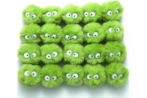 MIUPOO Bunte Pompons Fellbommel Pompom,Cartoon Augen Elfen Staub Bommel Pom Pom Bälle Flauschigen Plüsch Bälle für DIY Handwerk Damen Mädchen Tasche Mützen Anhängern Dekoration,20 Stück 5cm,Hellgrün