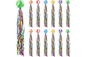 JIYIN 12 Stück Hüpfbälle für Kinder, Springball mit Farbige Bänder Hüpfball Kinder Mitbringsel kindergeburtstag Bounce Ball für Mitgebsel mitgebsel Kindergeburtstag