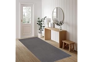 JIMRI Fashion4Home - Tappeto a pelo corto in tinta unita per salotto, cameretta dei bambini, camera da letto, studio, ufficio, corridoio e cucina, colore: grigio chiaro, dimensioni: 80 x 250 cm