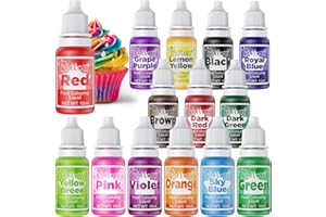 Food Colouring - Fidton 14 Colours Highly Concentrated Food Dye, Icing Colouring Set for Cupcakes, Macaroons, Cake Decoration, Food Colouring for Slime, Vegan Food Colouring Liquid - 10ml