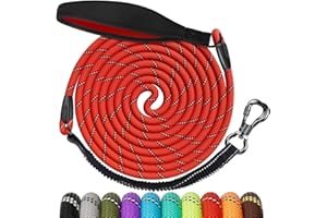 Aystkniet Smycz holownicza Bungee dla psów 3M 4.5M 5M 6M 9M 10M 12M 15M 20M 30M, absorbująca wstrząsy smycz dla psa z wyściełanym uchwytem odblaskowe nici zamykany hak dla średniego i dużego psa