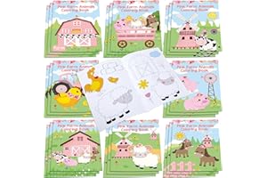 Faccito 24 Mini Libros de Colorear para Niños Cuadernos de Colorear Páginas para Colorear Divertidas de Animales de Granja para Fiesta Actividades Aula Cumpleaños Infantiles Arte (Granja Rosa)