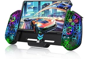 HELLCOOL Hall-Effekt Switch Controller, Plug&Play Handheld Switch Controller für Switch/OLED Konsole, Präzise Joystick, Cooles RGB-Licht Look, 4xSpiele Karten Slots