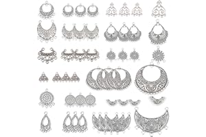 SUNNYCLUE 1Box 48Pcs 12 Style Tibétain Alliage Lustre Connecteur Charmes Conclusions Boucles Bijoux Kit de Fabrication pour Boucle d'oreille Goutte et Charme Pendentif, Bronze Antique