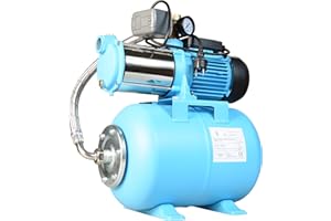ALUVRA Pompa dell'acqua MAX-H 1300 con Serbatoio 24L Pompa da Giardino (1300 W, 6000 l/h altezza di mandata 55 m) - Gruppo di Sovrapressione Set - Serbatoio a Pressione 24 L per Acqua Pulita per Irrigazione